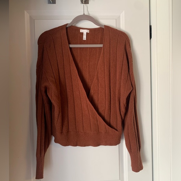 Beautiful Brown Wrap Sweater - Picture 1 of 5